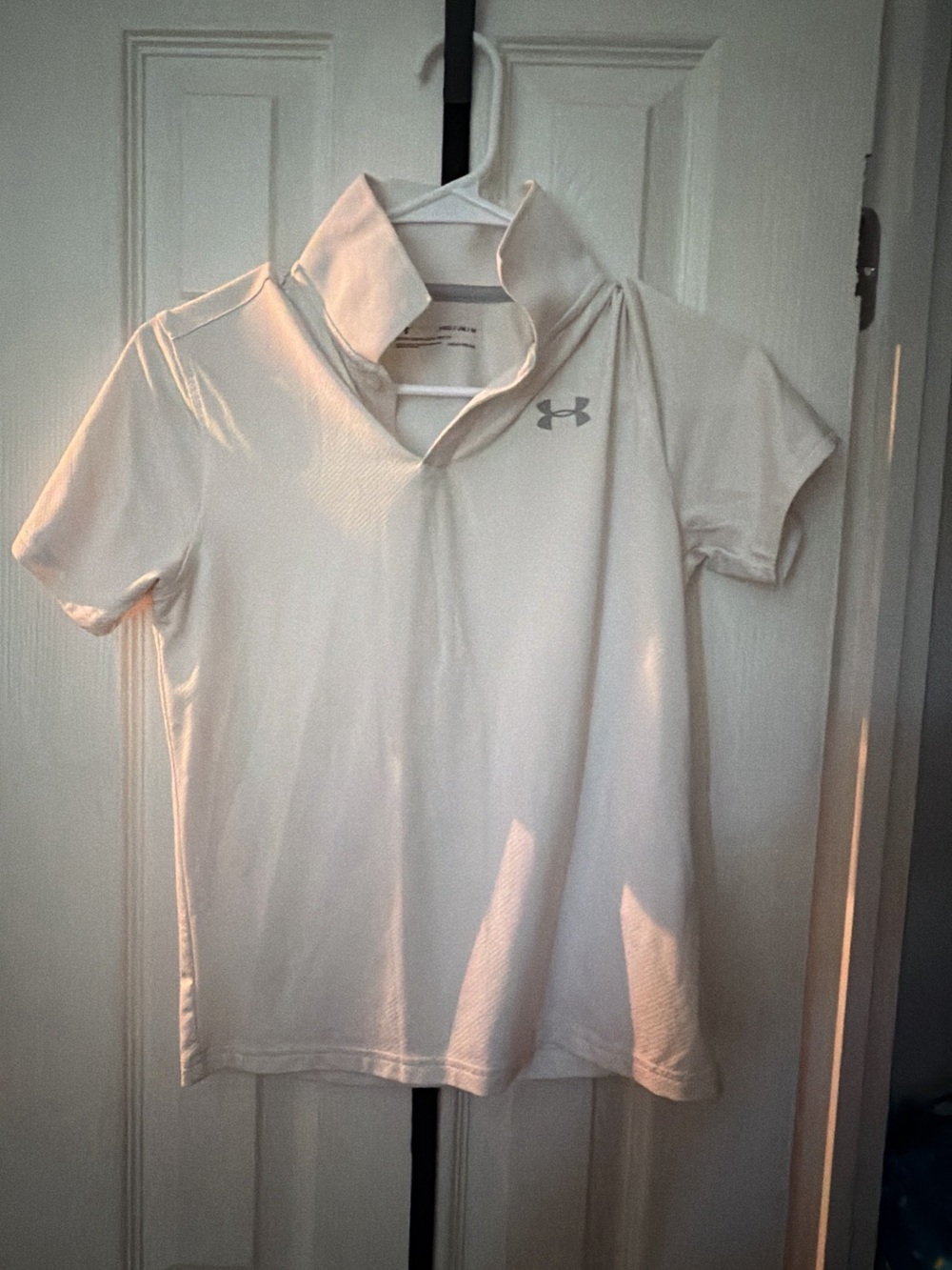 Under Armour White Girls' Short-Sleeve Polo with Logo